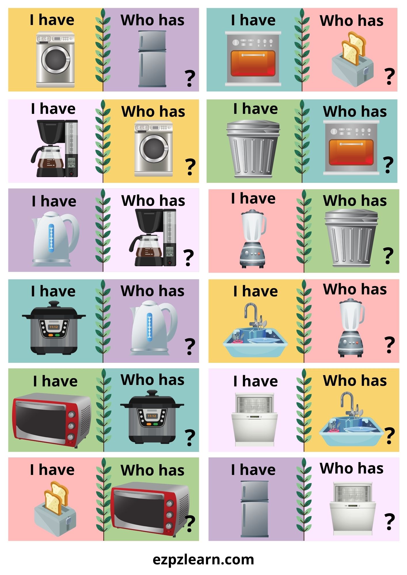 Kitchen Appliances I have Who has Game